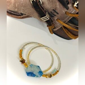 🆕 Harmony + 3rd Eye + Heart + Throat Chakra Gem Stone Wrap Bracelet, Choker OOAK